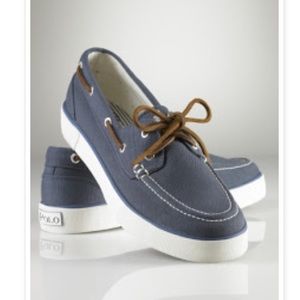 POLO Men’s canvas boat shoe sz 11.5 light blue